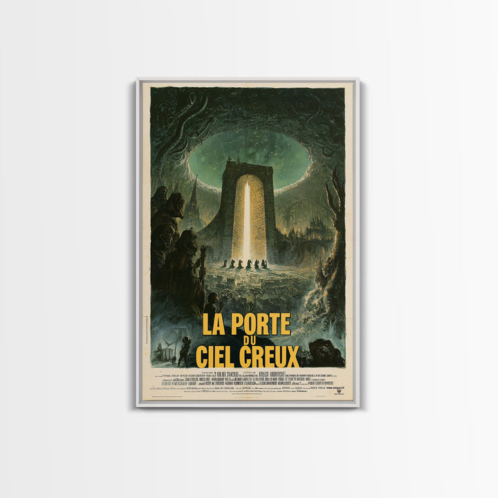 The Gate Of The Hollow Sky, French Language Horror Movie Poster, 1960s Horror Art, Eldritch Cinema Wall Art, Framed Canvas Print