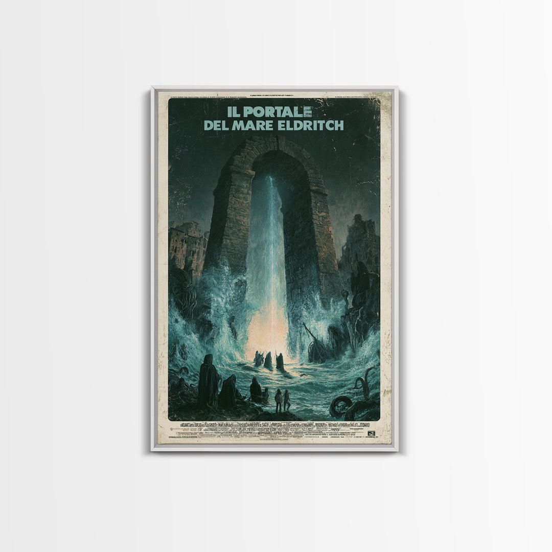 The Gate Of The Eldritch Sea, Italian Language Horror Movie Poster, 1970s Horror Art, Eldritch Cinema Wall Art, Framed Canvas Print