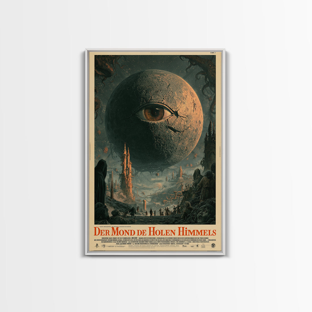 The Moon Of The Hollow Sky, German Language Horror Movie Poster, 1960s Horror Art, Lovecraftian Horror Poster, Framed Canvas Print