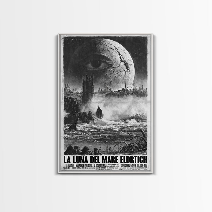 The Moon Of The Eldritch Sea, Italian Language Horror Movie Poster, 1970s Horror Art, Gothic Cinema Wall Art, Framed Canvas Print