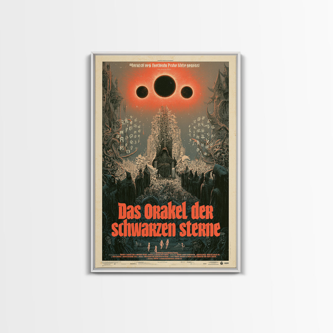 The Oracle Of Black Stars, German Language Horror Movie Poster, 1960s Horror Art, Gothic Cinema Wall Art, Framed Canvas Print