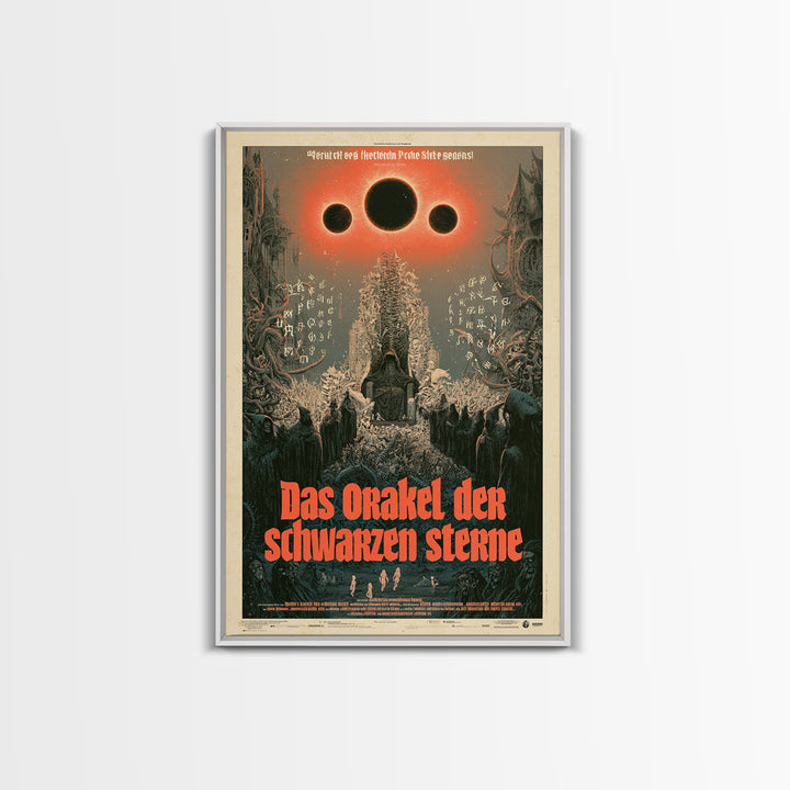 The Oracle Of Black Stars, German Language Horror Movie Poster, 1960s Horror Art, Gothic Cinema Wall Art, Framed Canvas Print