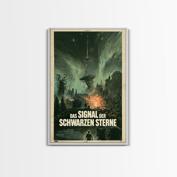 The Signal Of Black Stars, German Language Horror Movie Poster, 1960s Horror Art, Eldritch Cinema Wall Art, Framed Canvas Print
