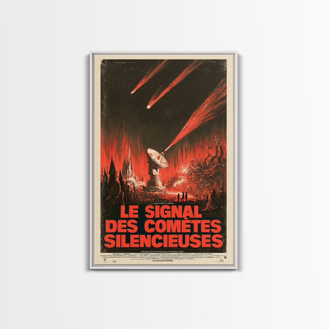 The Signal Of Silent Comets, French Language Horror Movie Poster, 1960s Horror Art, Lovecraftian Horror Poster, Framed Canvas Print