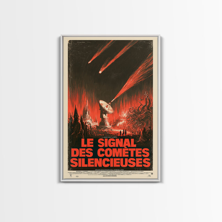 The Signal Of Silent Comets, French Language Horror Movie Poster, 1960s Horror Art, Lovecraftian Horror Poster, Framed Canvas Print