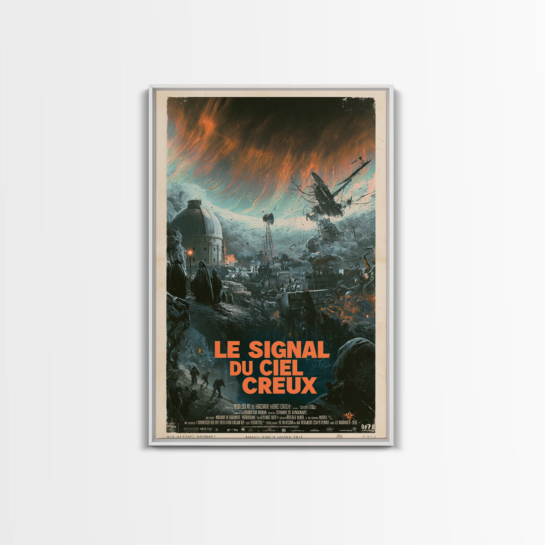 The Signal Of The Hollow Sky, French Language Horror Movie Poster, 1960s Horror Art, Lovecraftian Horror Poster, Framed Canvas Print