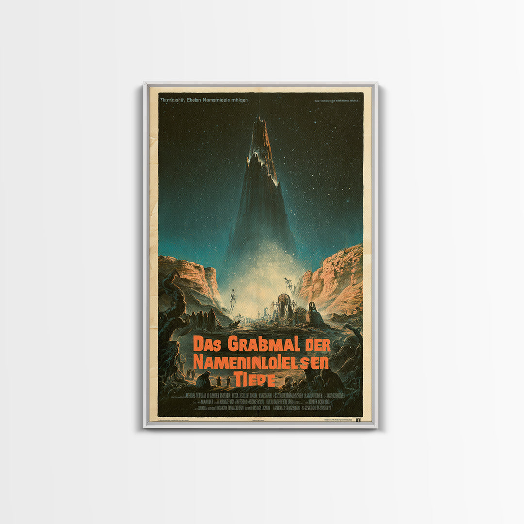 The Tomb Of The Nameless Deep, German Language Horror Movie Poster, 1960s Horror Art, Eldritch Cinema Wall Art, Framed Canvas Print
