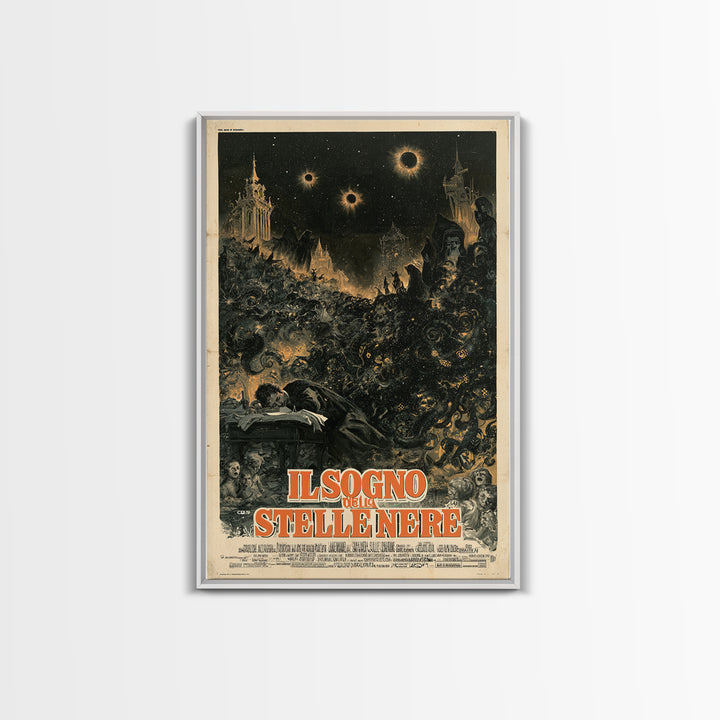 The Dream Of Black Stars, Italian Language Horror Movie Poster, 1970s Horror Art, Eldritch Cinema Wall Art, Framed Canvas Print