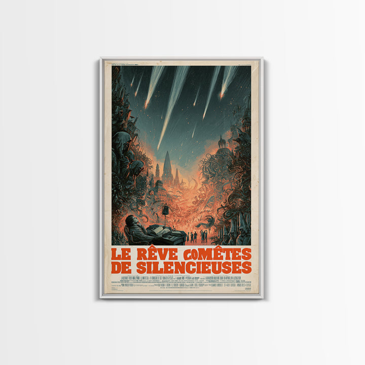 The Dream Of Silent Comets, French Language Horror Movie Poster, 1960s Horror Art, Eldritch Cinema Wall Art, Framed Canvas Print
