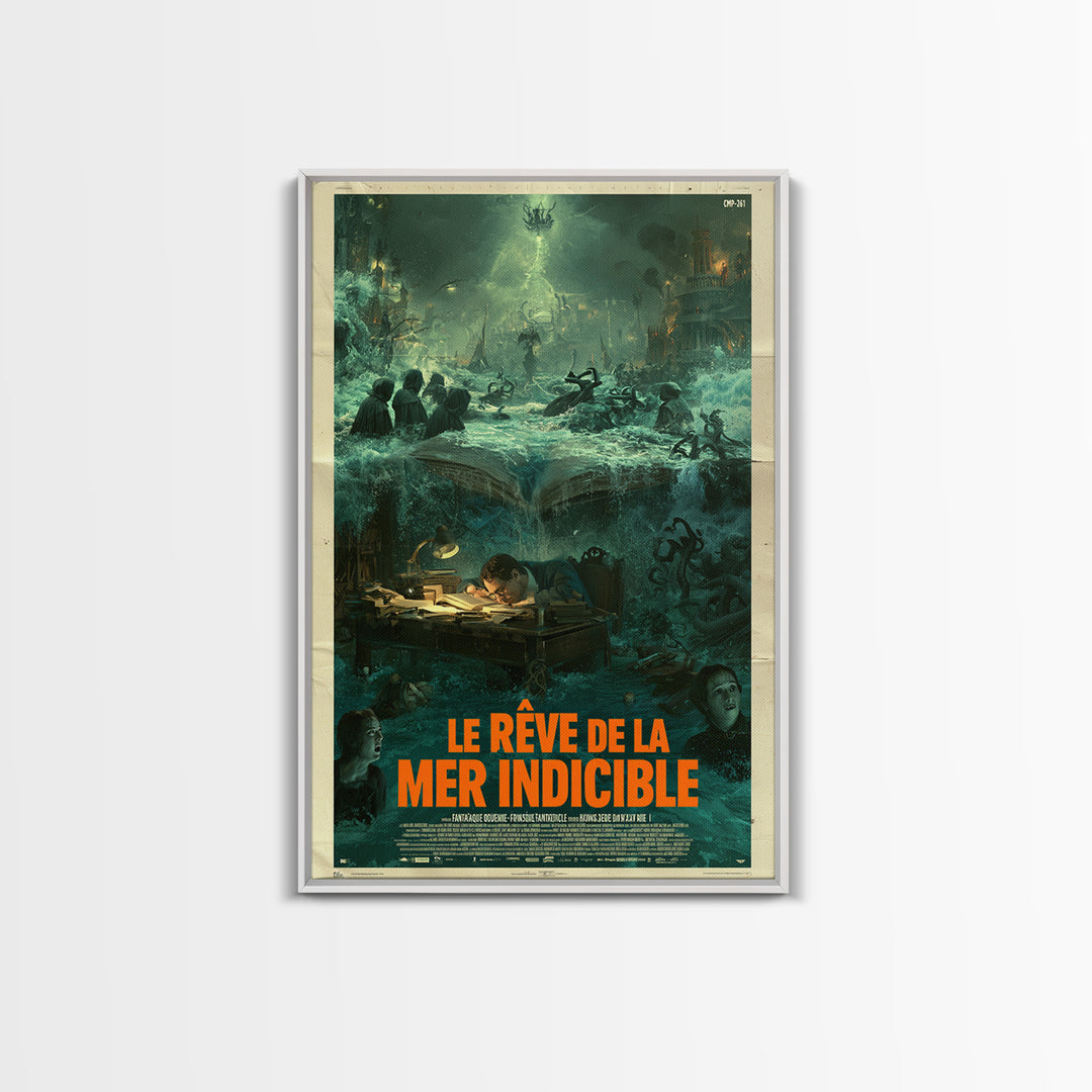 The Dream Of The Eldritch Sea, French Language Horror Movie Poster, 1960s Horror Art, Lovecraftian Horror Poster, Framed Canvas Print