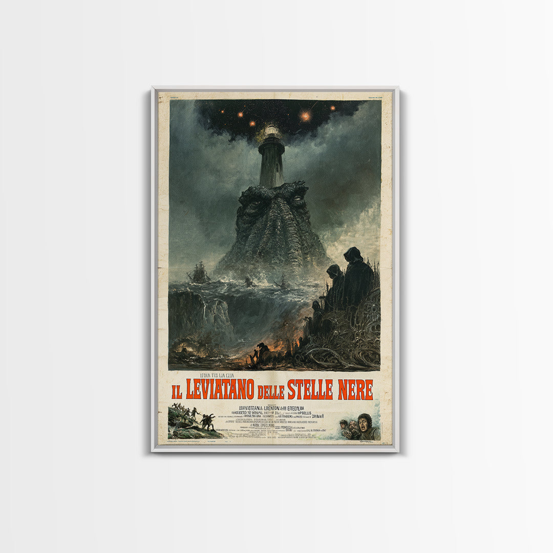 The Leviathan Of Black Stars, Italian Language Horror Movie Poster, 1970s Horror Art, Eldritch Cinema Wall Art, Framed Canvas Print