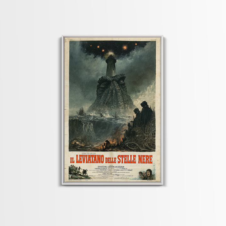 The Leviathan Of Black Stars, Italian Language Horror Movie Poster, 1970s Horror Art, Eldritch Cinema Wall Art, Framed Canvas Print