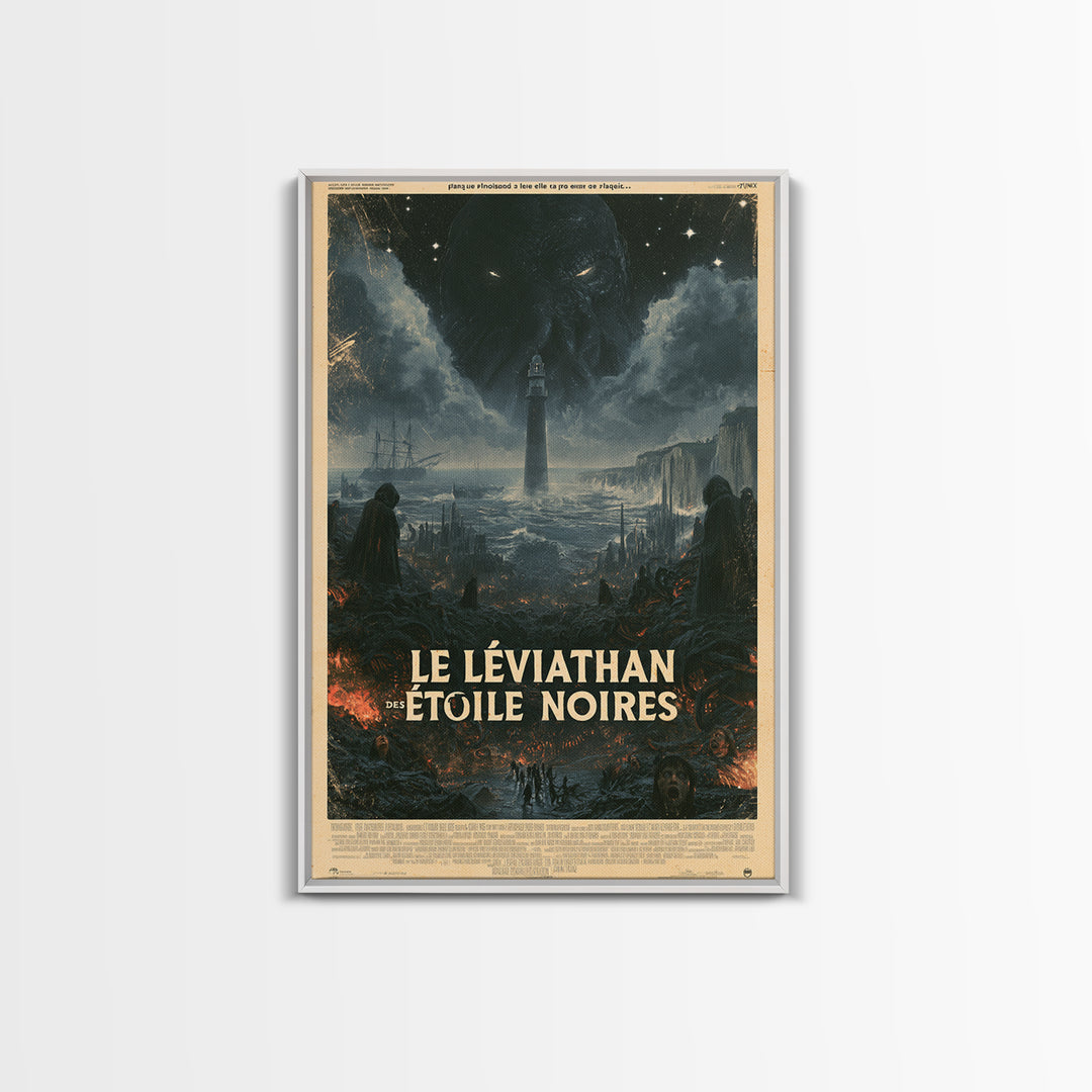 The Leviathan Of Black Stars, French Language Horror Movie Poster, 1960s Horror Art, Cult Horror Poster, Framed Canvas Print