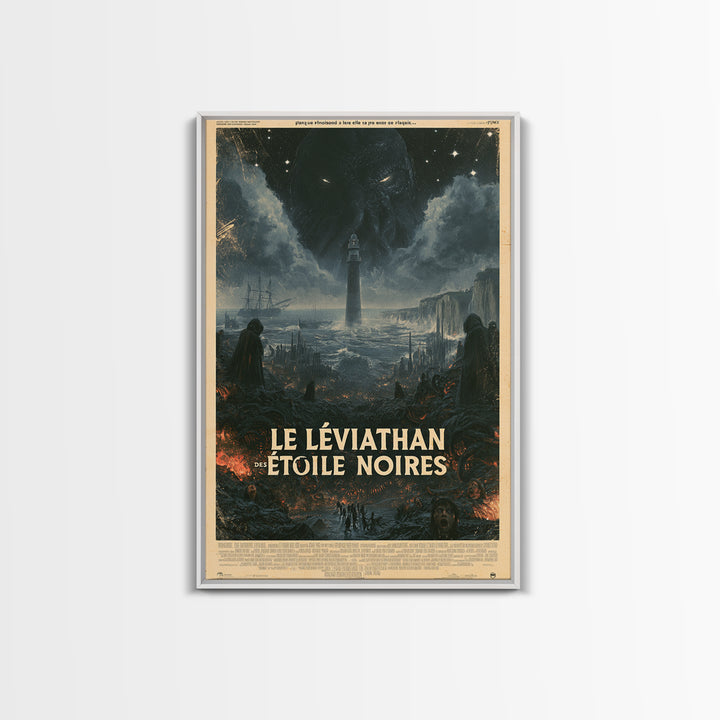 The Leviathan Of Black Stars, French Language Horror Movie Poster, 1960s Horror Art, Cult Horror Poster, Framed Canvas Print