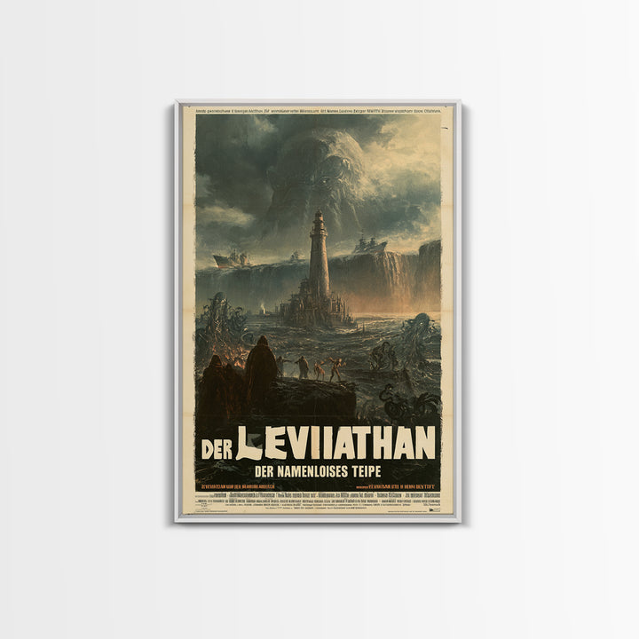 The Leviathan Of The Nameless Deep, German Language Horror Movie Poster, 1960s Horror Art, Cult Horror Poster, Framed Canvas Print