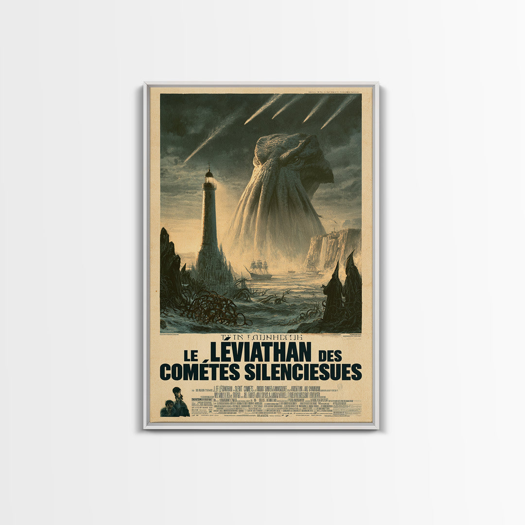 The Leviathan Of Silent Comets, French Language Horror Movie Poster, 1960s Horror Art, Cosmic Horror Movie Art, Canvas Print