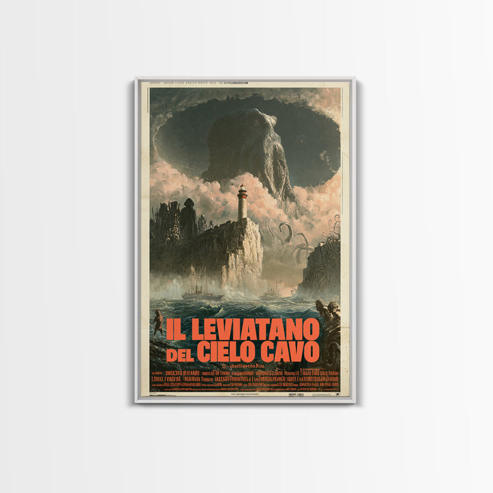 The Leviathan Of The Hollow Sky, Italian Language Horror Movie Poster, 1970s Horror Art, Gothic Cinema Wall Art, Framed Canvas Print