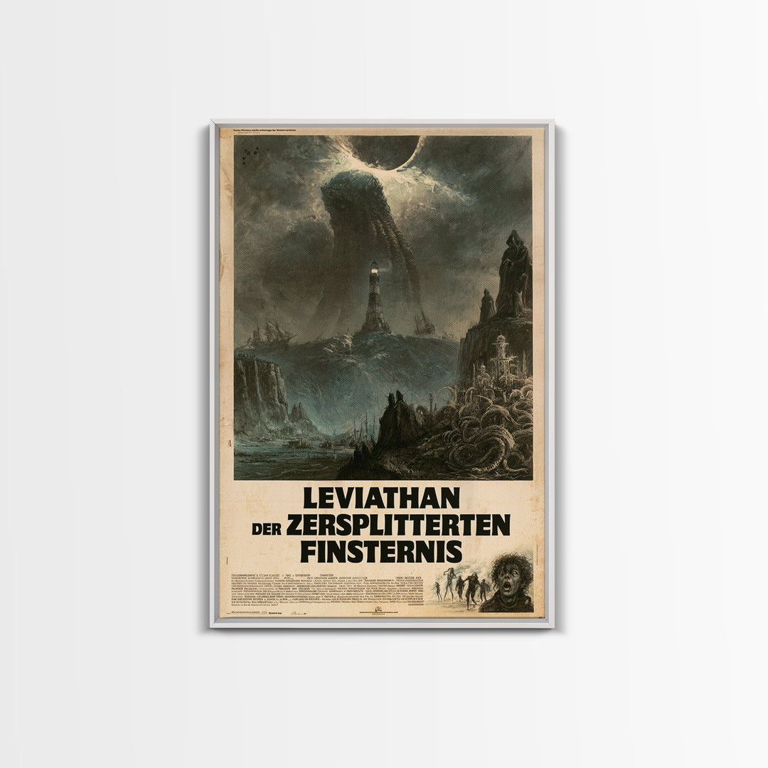 The Leviathan Of The Shattered Eclipse, German Language Horror Movie Poster, 1960s Horror Art, Eldritch Cinema Wall Art, Framed Canvas Print