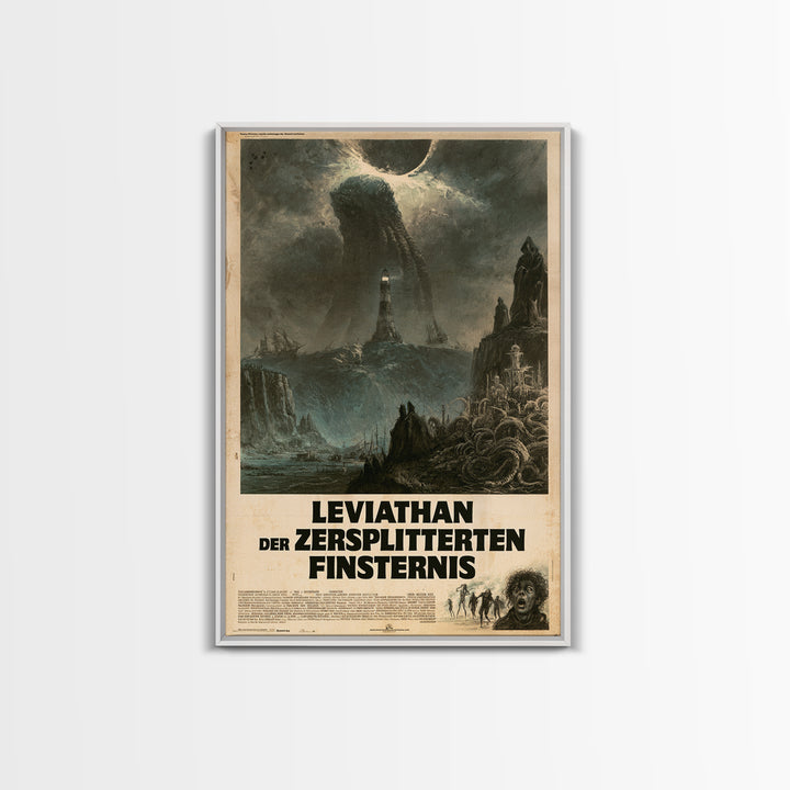 The Leviathan Of The Shattered Eclipse, German Language Horror Movie Poster, 1960s Horror Art, Eldritch Cinema Wall Art, Framed Canvas Print
