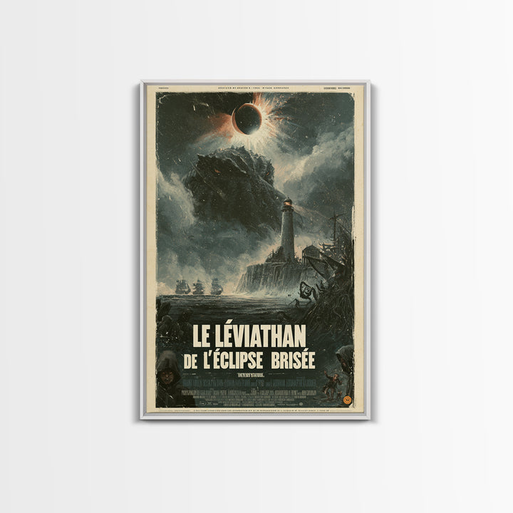 The Leviathan Of The Shattered Eclipse, French Language Horror Movie Poster, 1960s Horror Art, Eldritch Cinema Wall Art, Framed Canvas Print