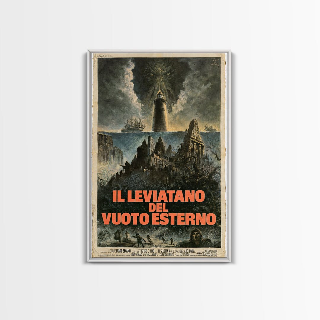 The Leviathan Of The Outer Void, Italian Language Horror Movie Poster, 1970s Horror Art, Gothic Cinema Wall Art, Framed Canvas Print