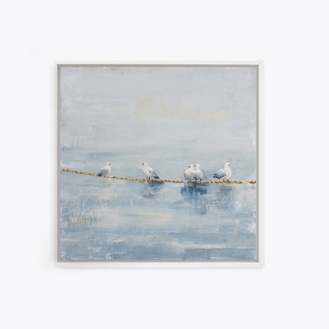 Seagulls Crossing a Muted Sky Canvas Print, Coastal Art, Landscape Painting, Coastal Decor, Fine Art, Coastal, Modern Decor, COA-1x1-10