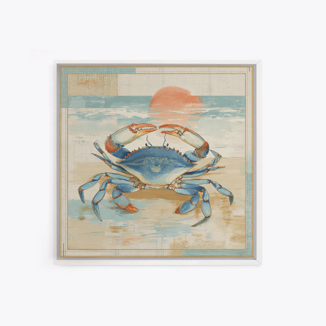 Blue Crab Illustration Canvas Print, Coastal Art, Coastal Decor, Fine Art, Coastal, Fine Art Print, Statement Artwork, COA-1x1-14