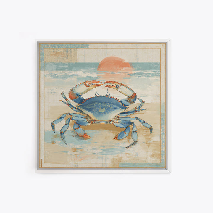 Blue Crab Illustration Canvas Print, Coastal Art, Coastal Decor, Fine Art, Coastal, Fine Art Print, Statement Artwork, COA-1x1-14