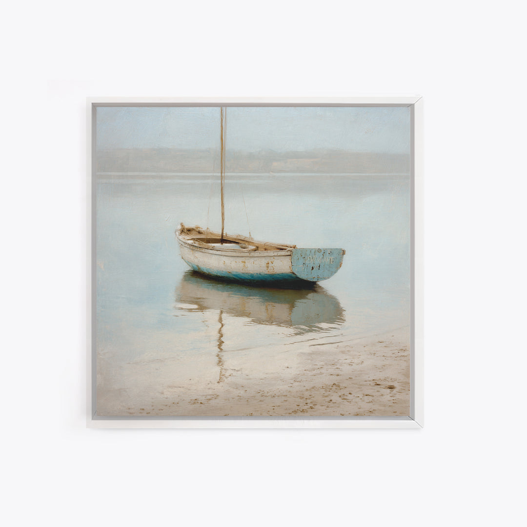 Weathered Sailboat on Calm Morning Water Canvas Print, Coastal Art, Coastal Prints, Coastal Decor, Fine Art, Coastal, COA-1x1-50