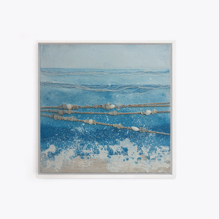 Minimal Wave Line Drawing Framed Canvas Print, Coastal Art, Boho Wall Art, Coastal Decor, Abstract Art, Coastal, Beach Print, COA-1x1-56