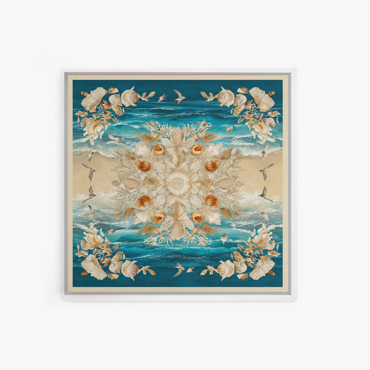Shell and Coral Specimen Arrangement Framed Canvas Print, Coastal Art, Statement Artwork, Coastal Decor, Fine Art, Coastal, COA-1x1-83