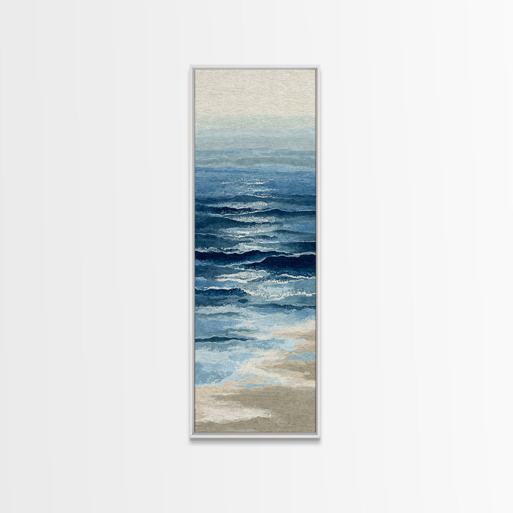 Minimal Wave Line Drawing Framed Canvas Print, Coastal Art, Luxury Decor, Coastal Decor, Fine Art, Coastal, Original Art, COA-1x3-20