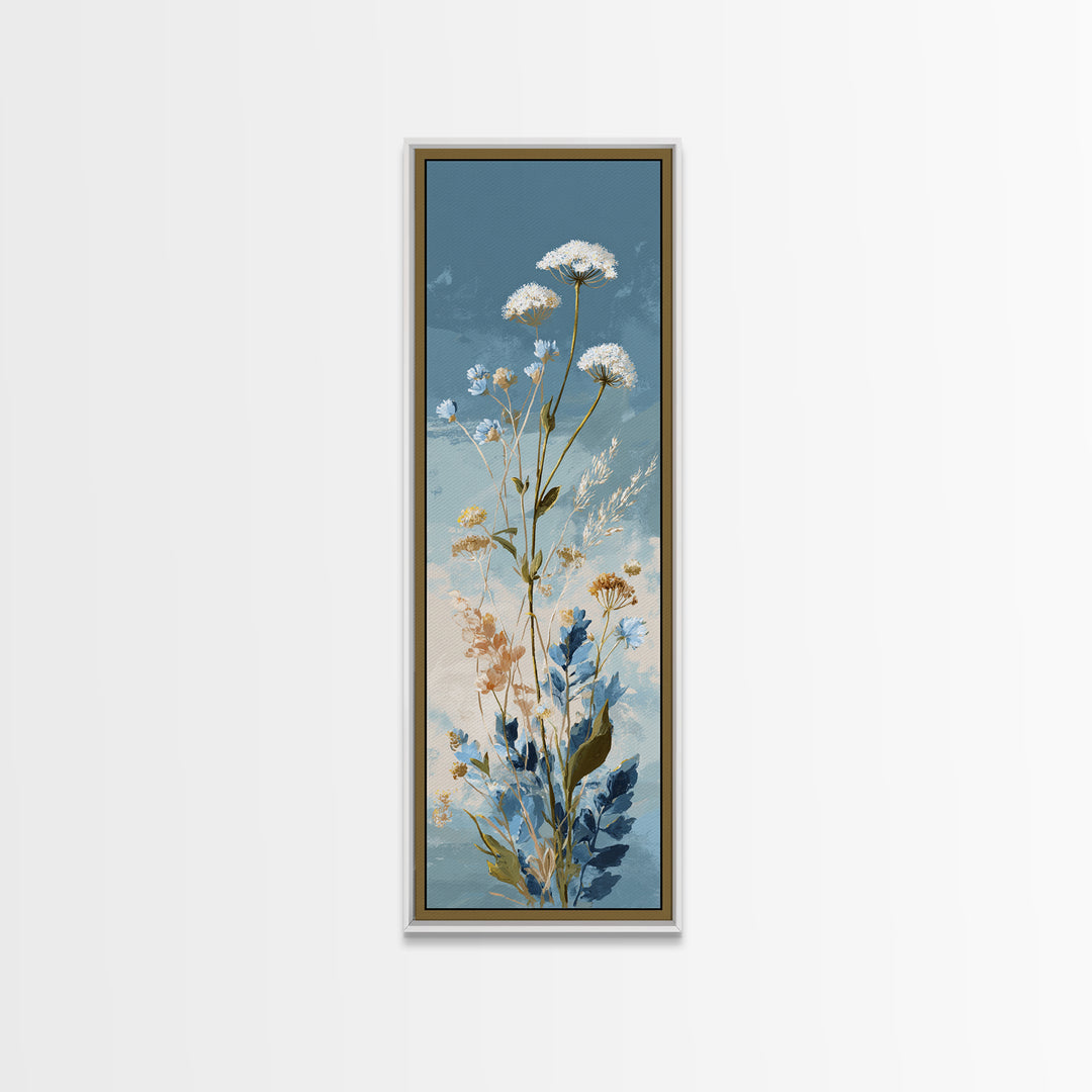 Coastal Botanical Bouquet Canvas Print, Coastal Art, Watercolor Painting, Coastal Decor, Oil Painting, Coastal, COA-1x3-33