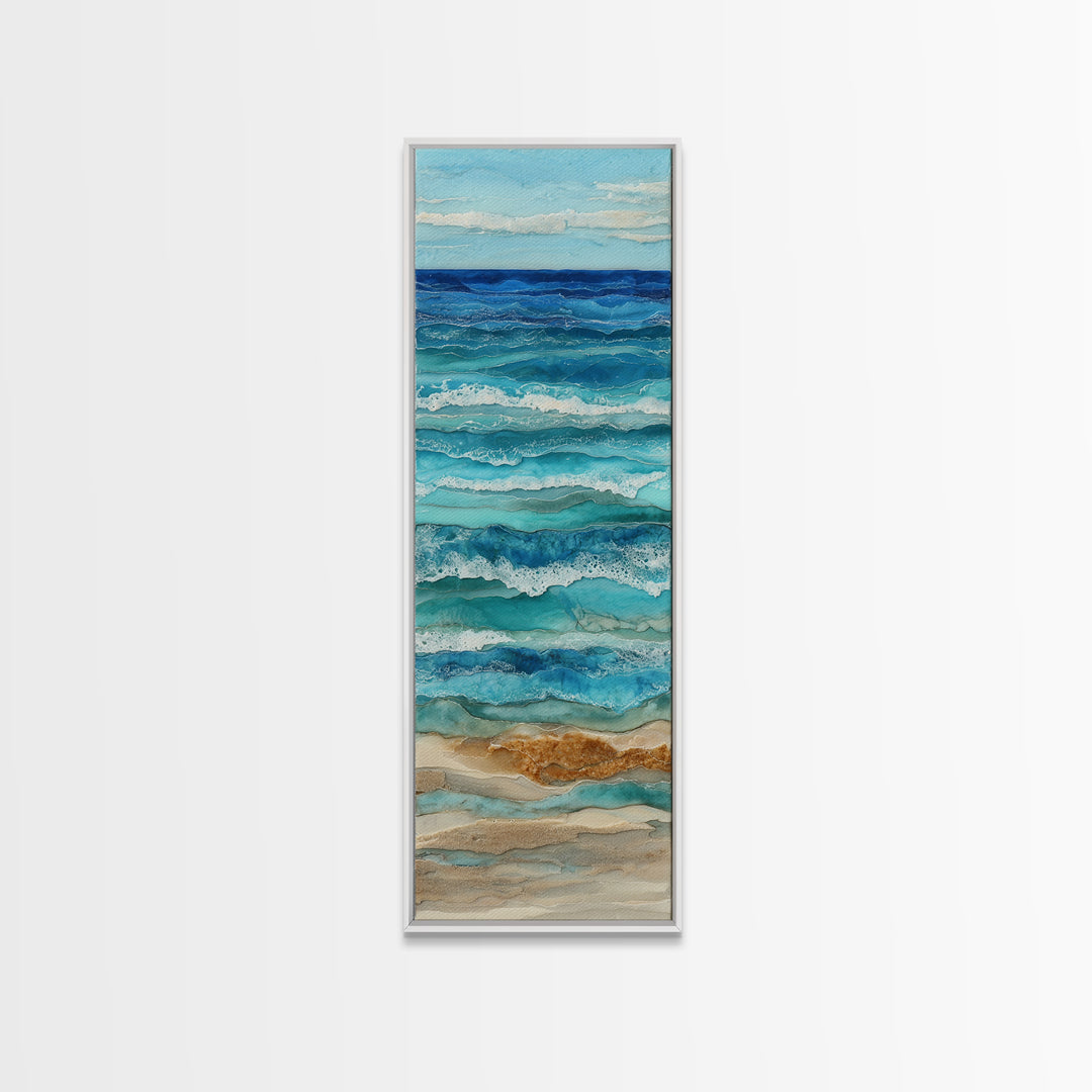 Aerial Sandbar with Turquoise Water Canvas Print, Coastal Art, Landscape Painting, Coastal Decor, Coastal, Modern Decor, COA-1x3-89