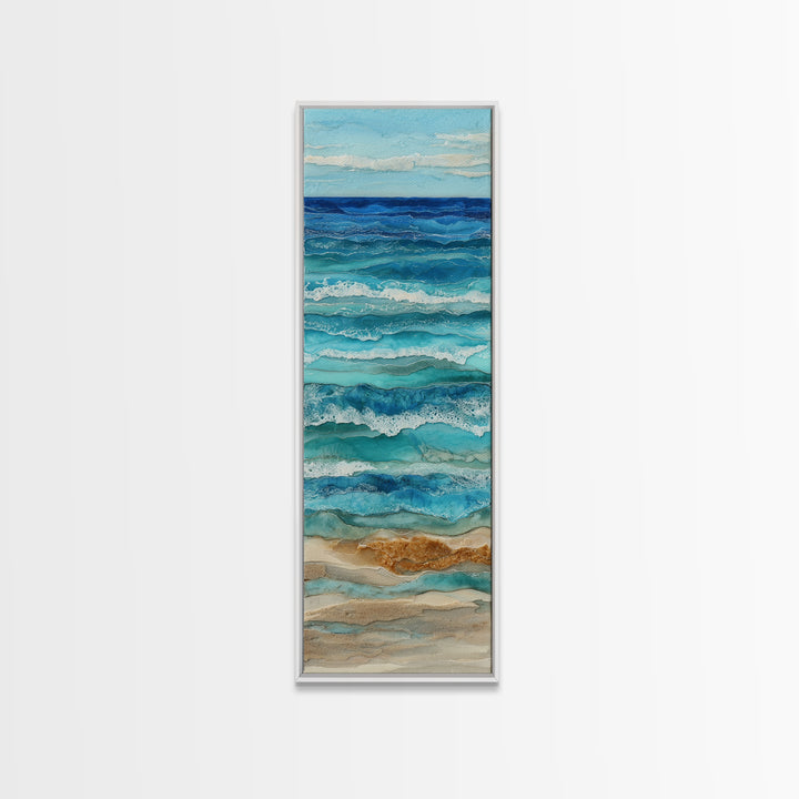 Aerial Sandbar with Turquoise Water Canvas Print, Coastal Art, Landscape Painting, Coastal Decor, Coastal, Modern Decor, COA-1x3-89