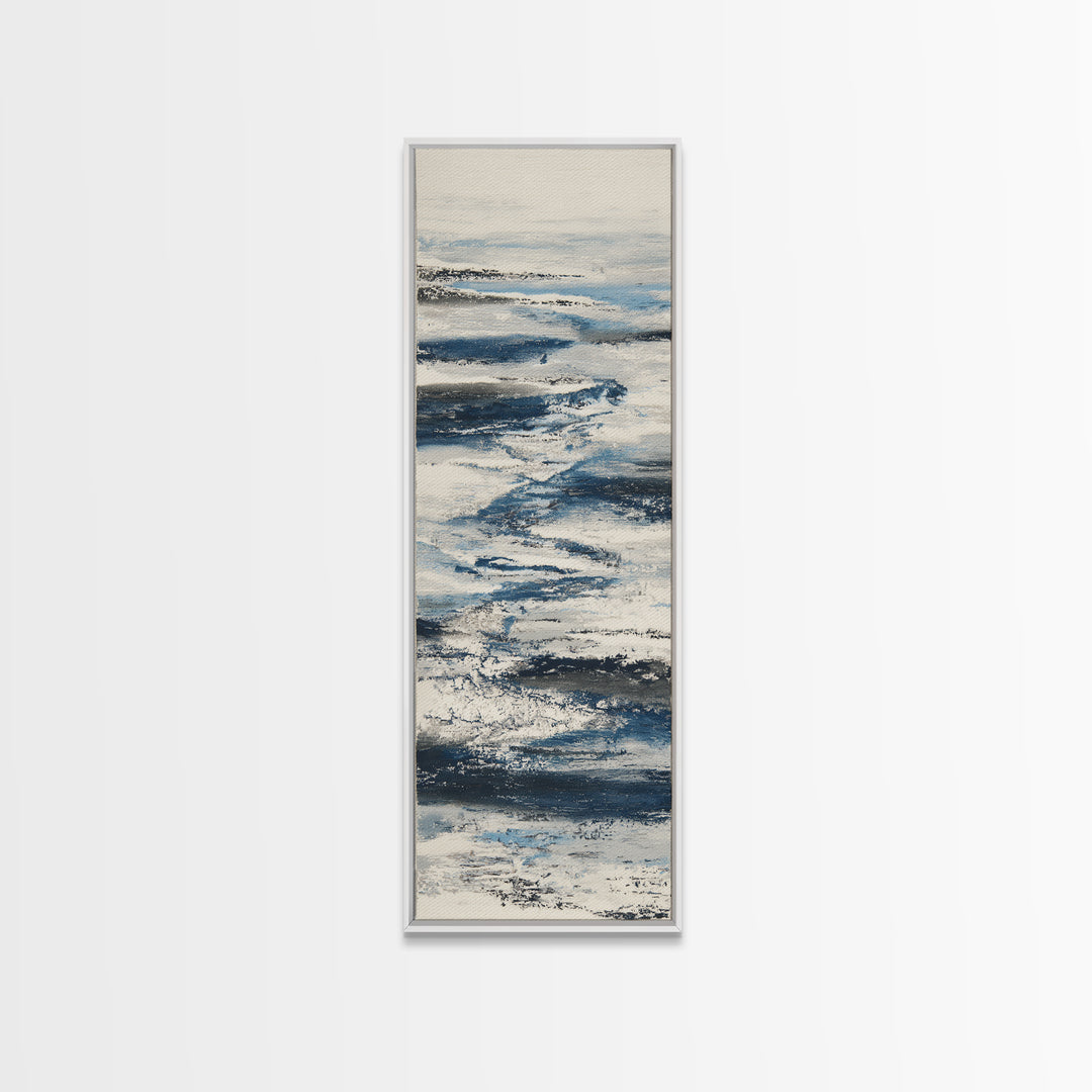Minimal Wave Line Drawing Framed Canvas Print, Coastal Art, Coastal Decor, Abstract Art, Coastal, Oyster Art, Gallery Decor, COA-1x3-92
