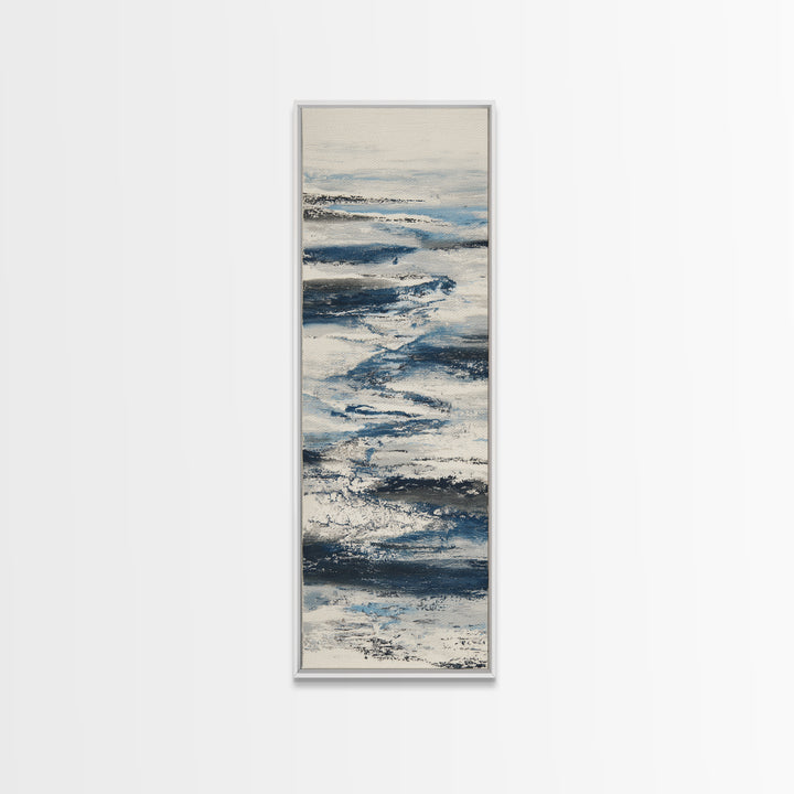 Minimal Wave Line Drawing Framed Canvas Print, Coastal Art, Coastal Decor, Abstract Art, Coastal, Oyster Art, Gallery Decor, COA-1x3-92