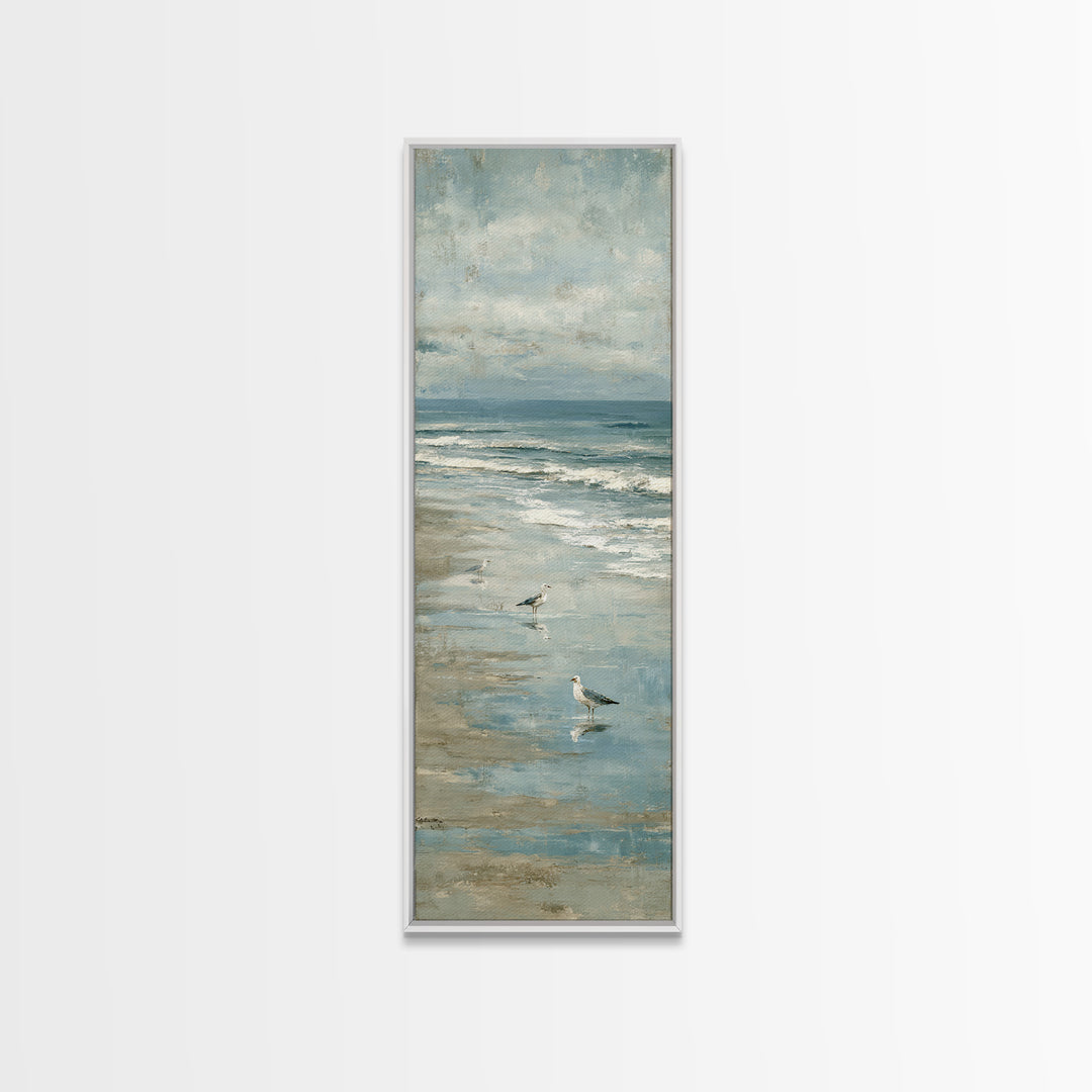 Seagulls Crossing a Muted Sky Canvas Print, Coastal Art, Fine Art Print, Coastal Decor, Fine Art, Coastal, Wall Decor, COA-1x3-94