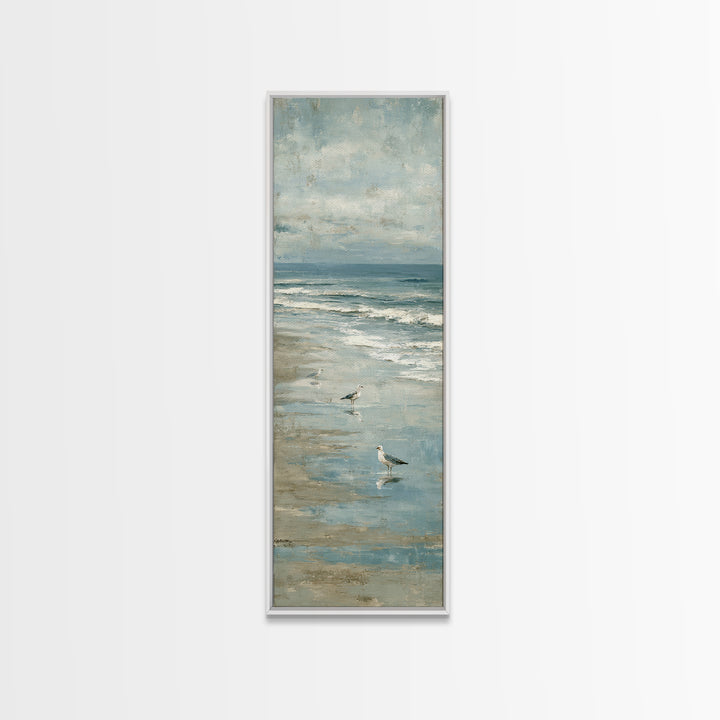 Seagulls Crossing a Muted Sky Canvas Print, Coastal Art, Fine Art Print, Coastal Decor, Fine Art, Coastal, Wall Decor, COA-1x3-94