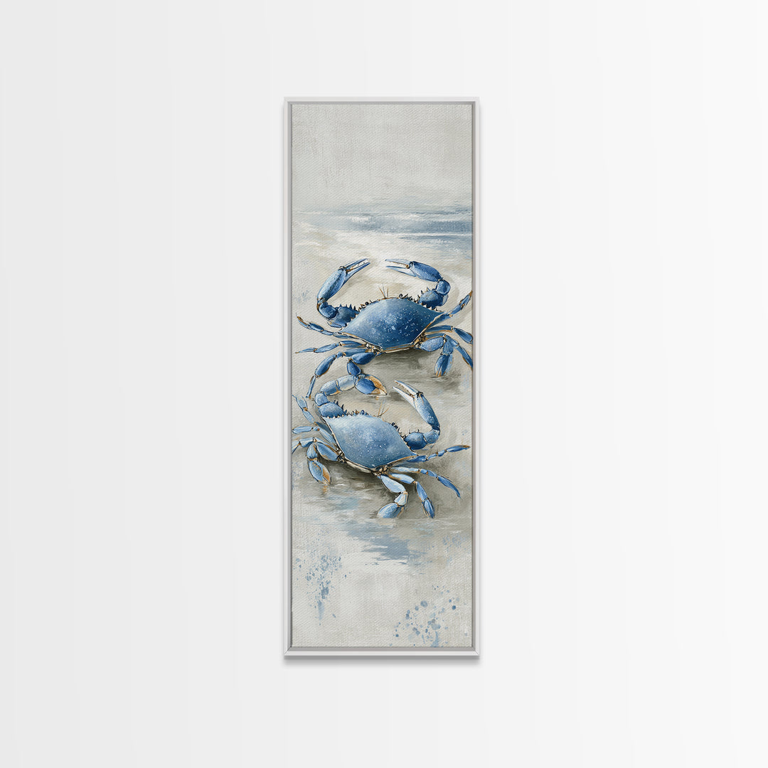 Blue Crab Illustration Canvas Print, Coastal Art, Statement Artwork, Coastal Decor, Fine Art, Coastal, Prints, COA-1x3-98