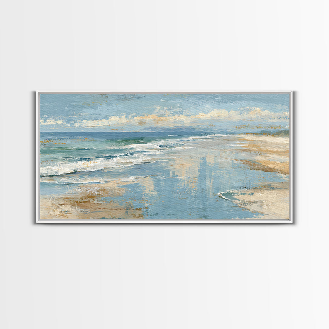 Abstract Seafoam Patterns Framed Canvas Print, Coastal Art, Fine Art Print, Coastal Decor, Abstract Art, Coastal, Wall Decor, COA-2x1-14