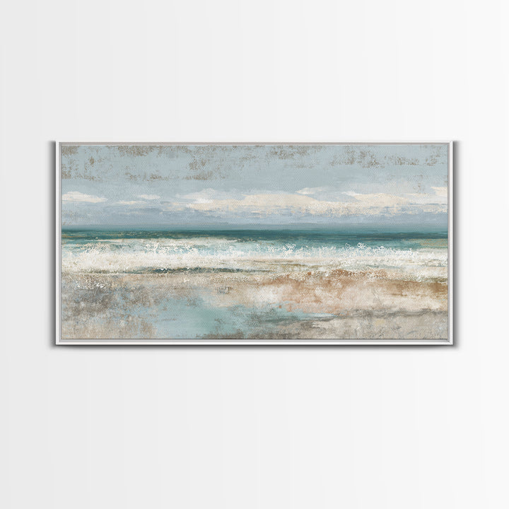 Abstract Seafoam Patterns Framed Canvas Print, Coastal Art, Home Decor, Coastal Decor, Abstract Art, Coastal, Wood Art, COA-2x1-86