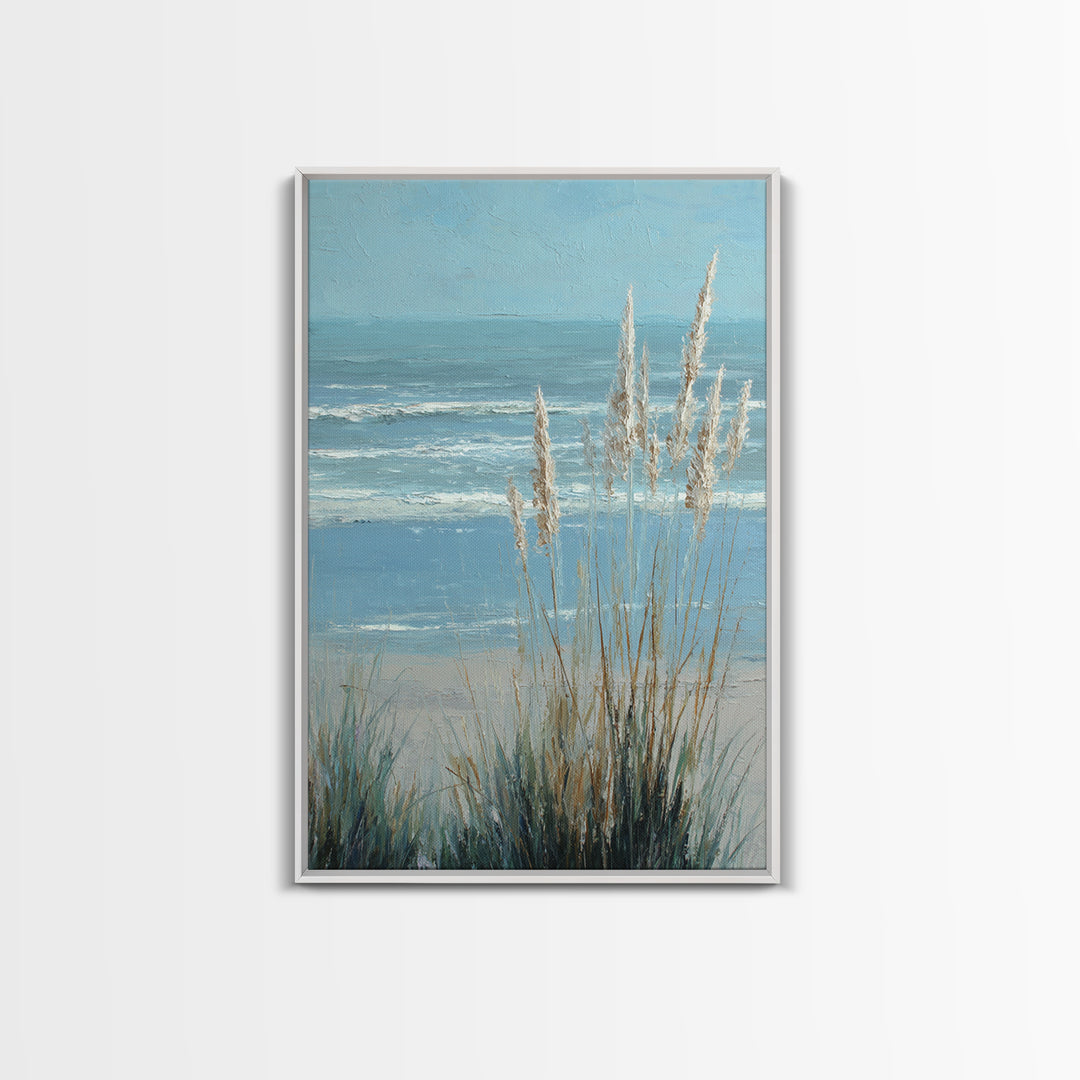 Coastal Grasses Moving Framed Canvas Print, Coastal Art, Wall Art, Coastal Decor, Fine Art, Coastal, Bird Art, Wood Art, COA-2x3-60