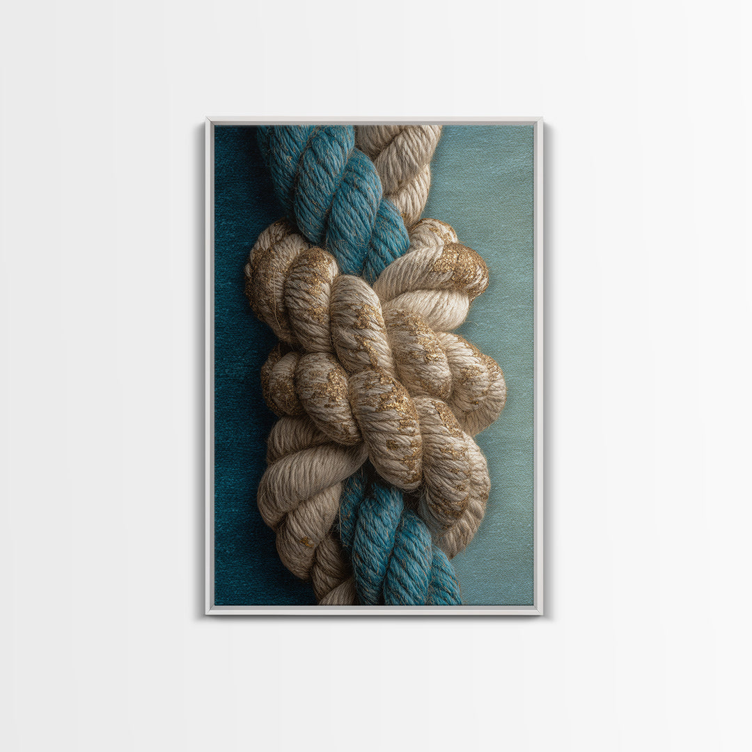Weathered Nautical Rope and Brass Compass Canvas Print, Coastal Art, Original Art, Coastal Decor, Coastal, Blue Wall Art, COA-2x3-71