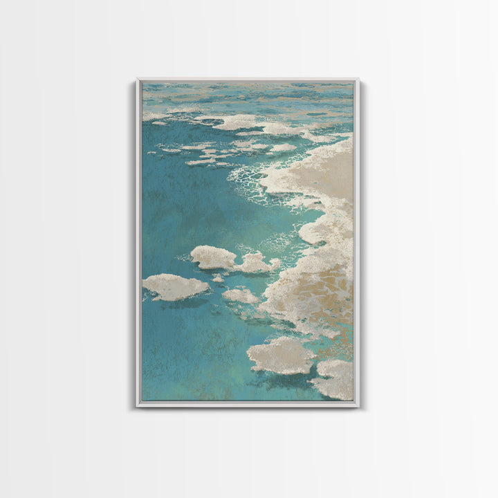 Abstract Seafoam Patterns Framed Canvas Print, Coastal Art, Prints, Coastal Decor, Abstract Art, Coastal, Coastal Wall Art, COA-2x3-74