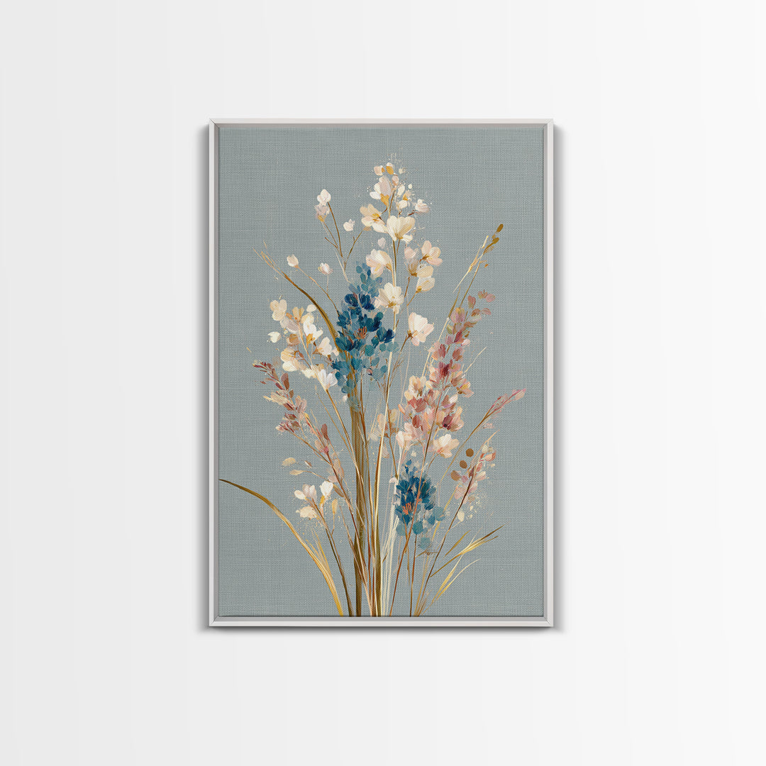 Coastal Botanical Bouquet Canvas Print, Coastal Art, Bird Art, Coastal Decor, Fine Art, Coastal, Living Room Art, Ocean Art, COA-2x3-77