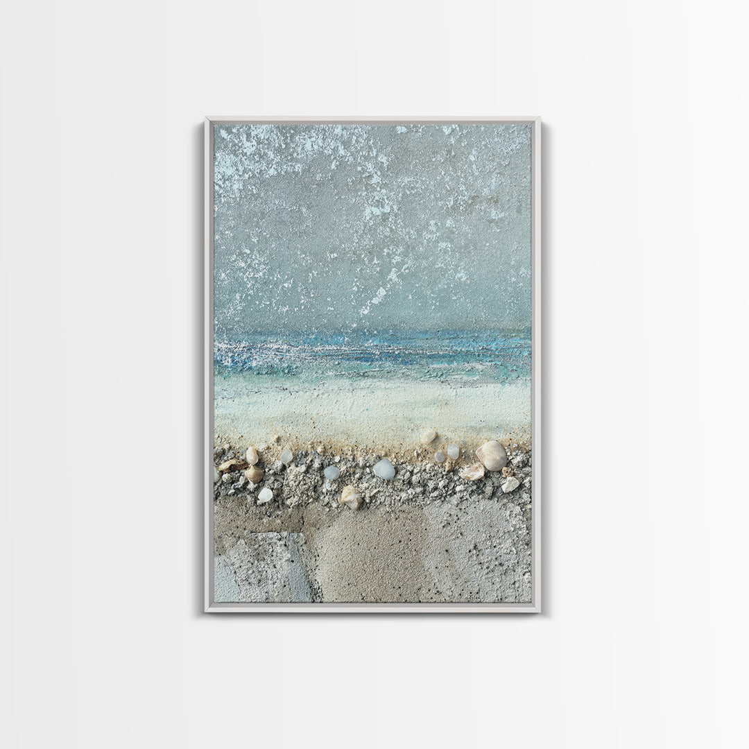 Moonlit Ocean with Silver Surf Framed Canvas Print, Coastal Art, Printable Wall Art, Coastal Decor, Fine Art, Coastal, COA-2x3-78