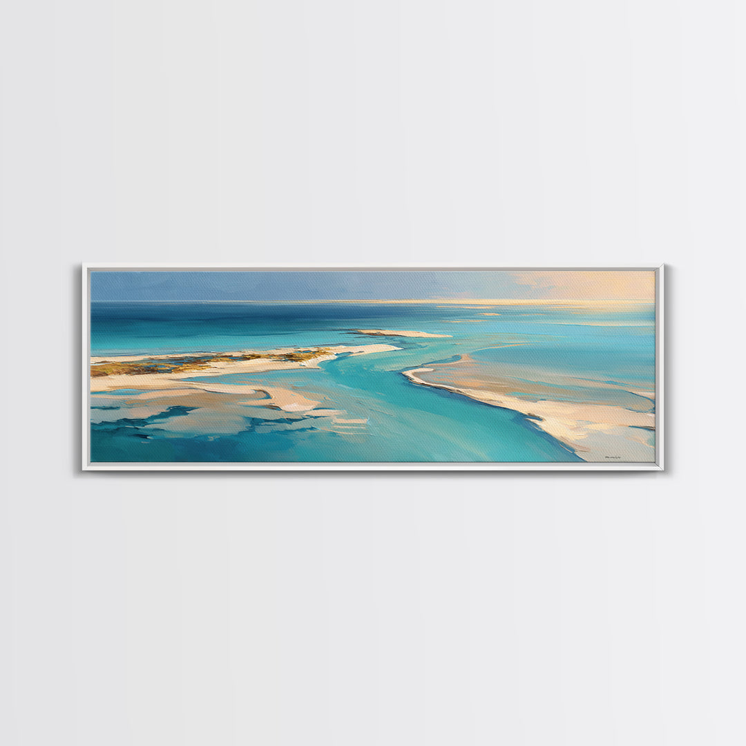 Aerial Sandbar with Turquoise Water Canvas Print, Coastal Art, Blue Wall Art, Coastal Decor, Fine Art, Coastal, Gallery Decor, COA-3x1-21