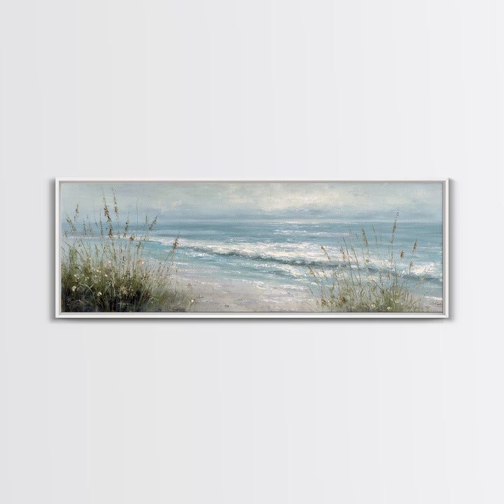 Coastal Grasses Moving Framed Canvas Print, Coastal Art, Neutral Decor, Coastal Decor, Fine Art, Coastal, Wall Art, Home Decor, COA-3x1-44