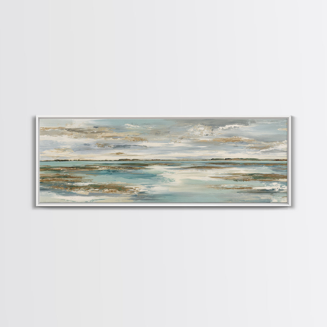 Abstract Seafoam Patterns Framed Canvas Print, Coastal Art, Bird Art, Coastal Decor, Fine Art, Coastal, Living Room Art, COA-3x1-58